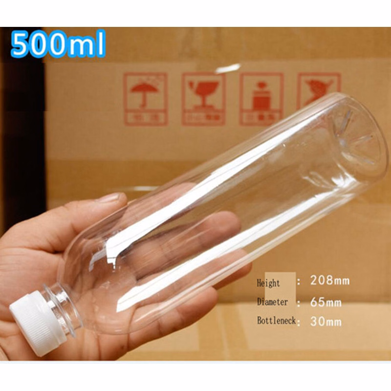 Clear PET round bottle with white screwcap