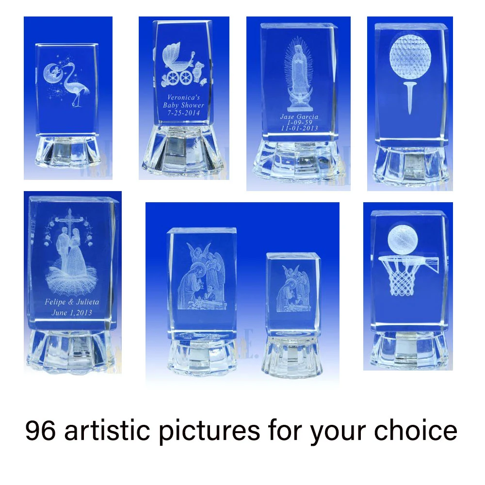 CRYSTAL BLOCKINTERNAL3 DLOGO ENGRAVED with LED Light Flash 1