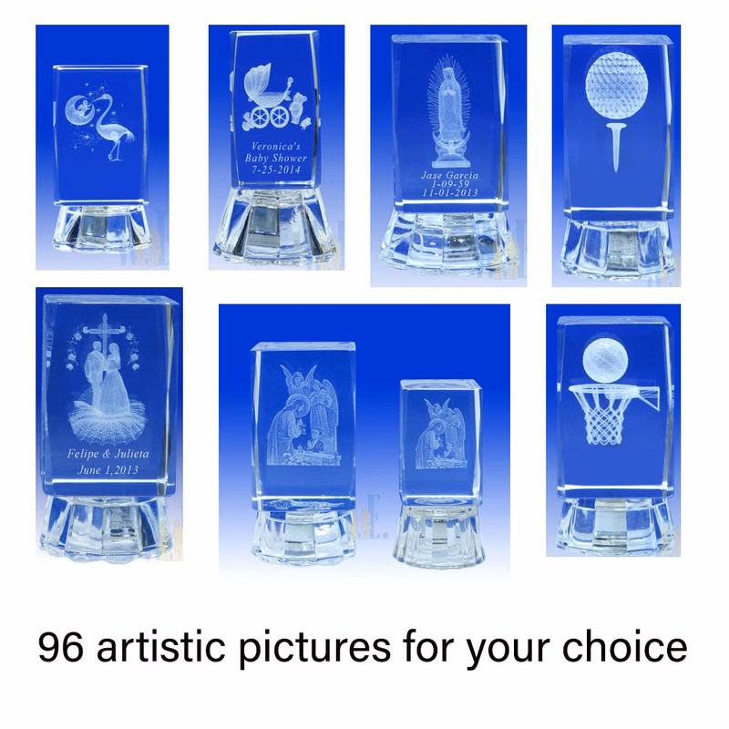 CRYSTAL BLOCKINTERNAL3 DLOGO ENGRAVED with LED Light Flash