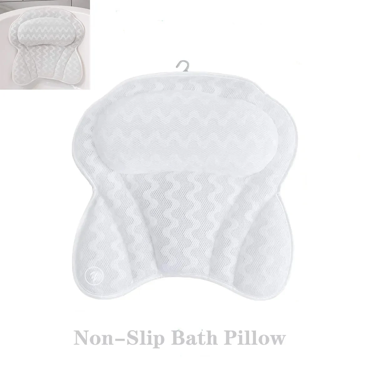 3D Mesh Bath Pillow Back Neck Support Portable Washable 1