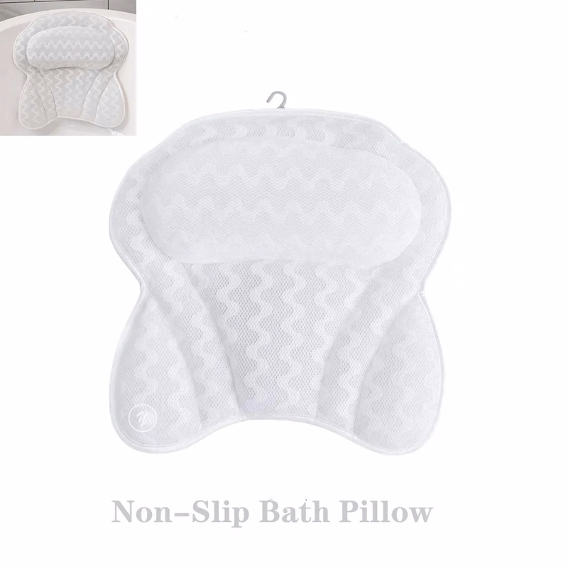 3D Mesh Bath Pillow Back Neck Support Portable Washable