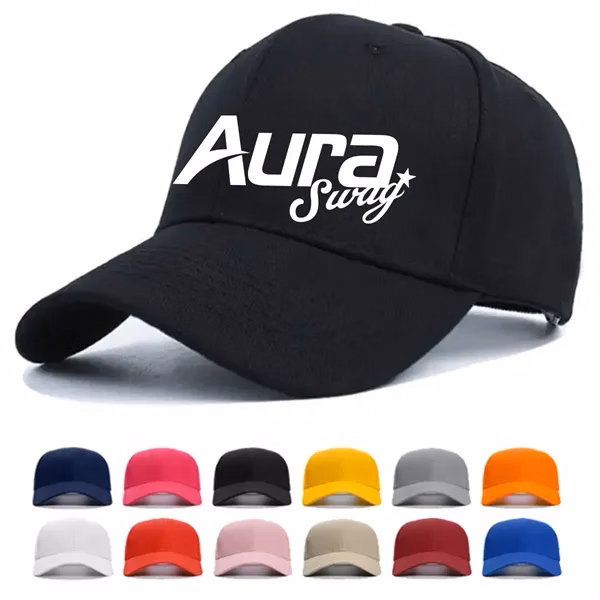 Custom 6 Panel Cotton Baseball Cap Adjustable — Corporate Team Sports Gear