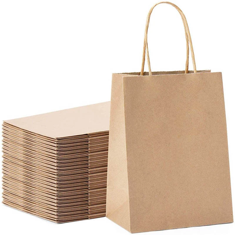 8" x 4 1/4" x 10 1/2" Kraft Shopping Bag 1