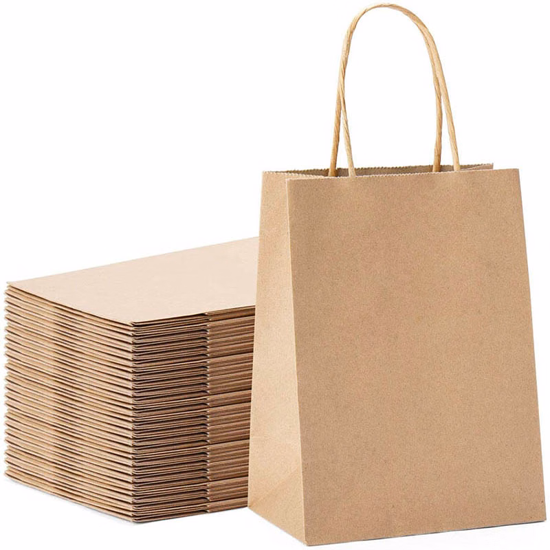 8" x 4 1/4" x 10 1/2" Kraft Shopping Bag