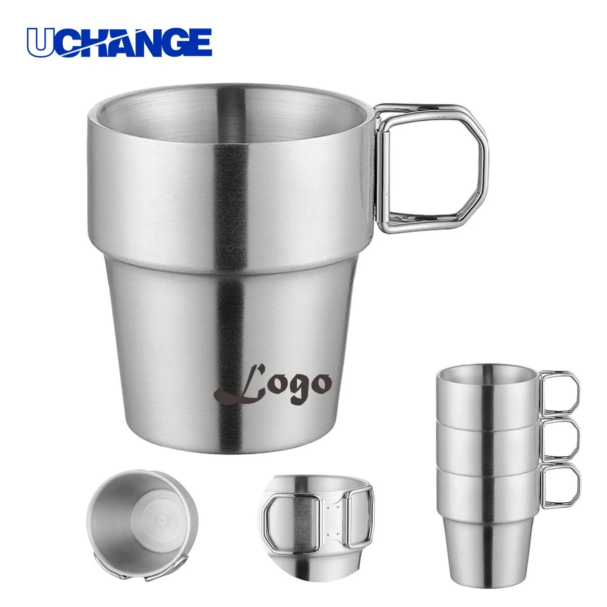 Stainless Steel Folding Handle Nesting Cup Set 1