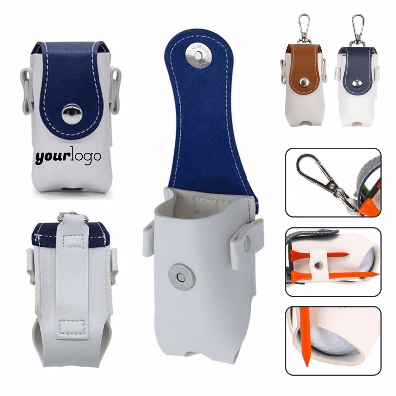 Compact PU Leather Magnetic Golf Ball & Tee Pouch
