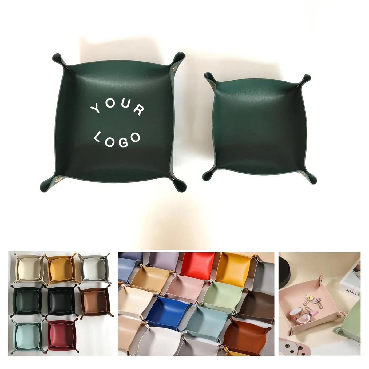 Foldable Leather Desk Organizer for Small Items 1