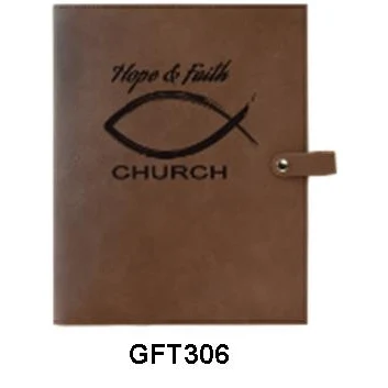 Custom Laser Engraved Dark Brown Leatherette Book Cover 1