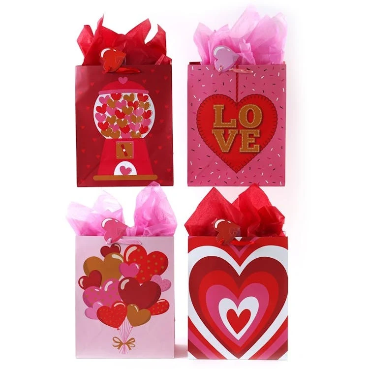 Large Valentine Gift Bags - Happy Hearts 4 designs 1