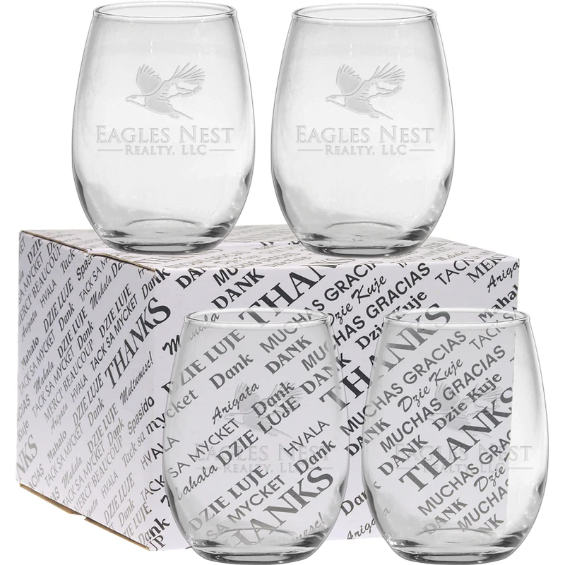 15 oz. Stemless Thank You Set - Deep Etched 1