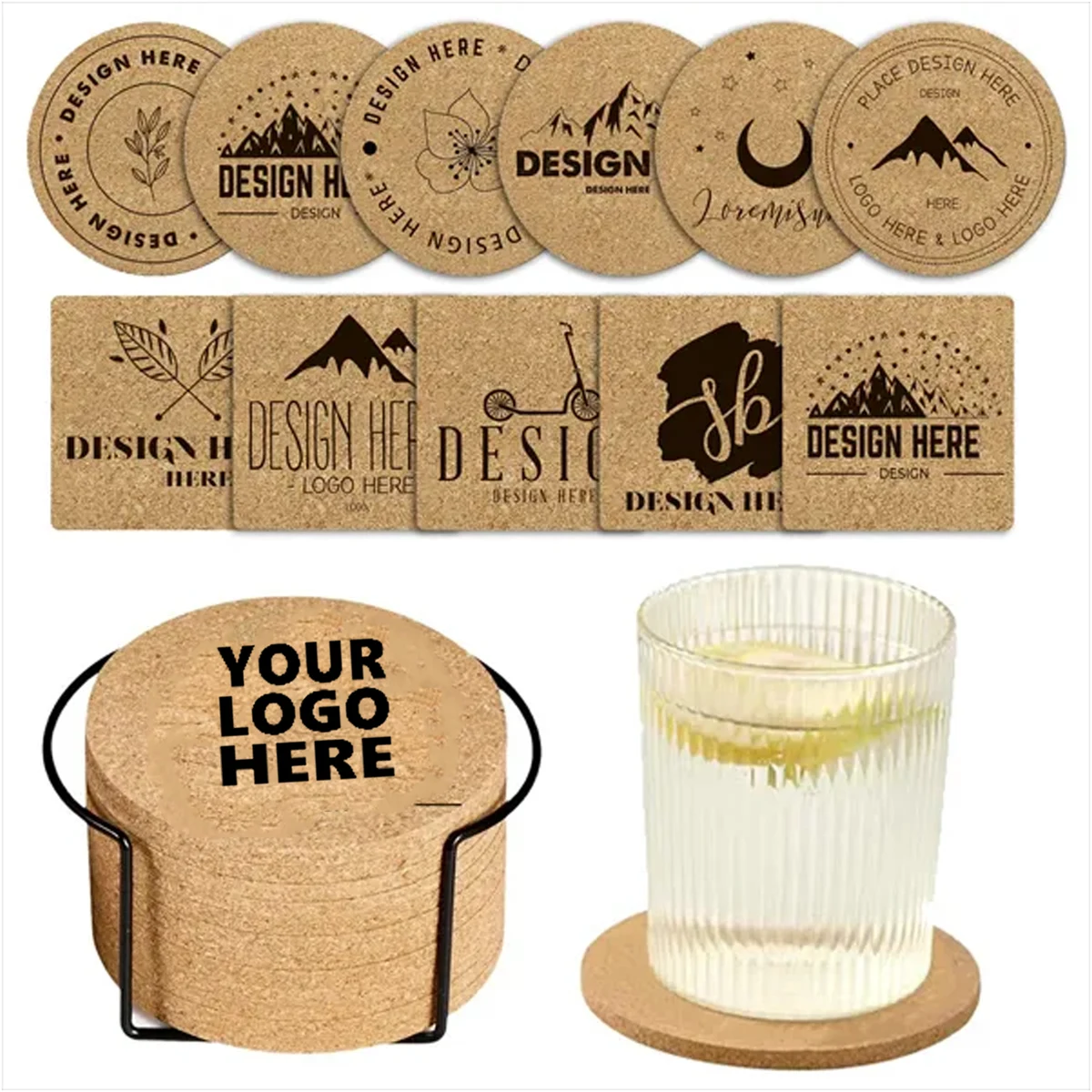 Personalized Cork Coasters, Square and Round 1