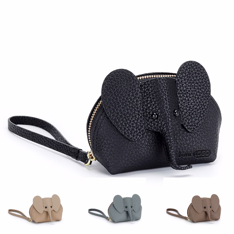 Genuine Leather Cartoon elephant women's mini coin purse