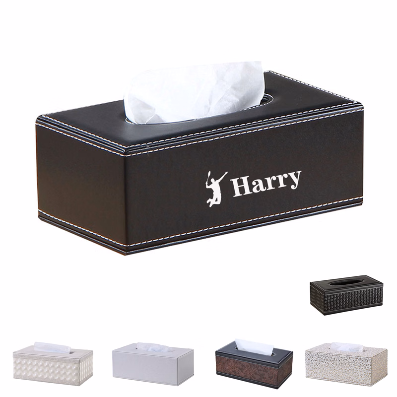 Rectangular PU Leather Tissue Box Holder