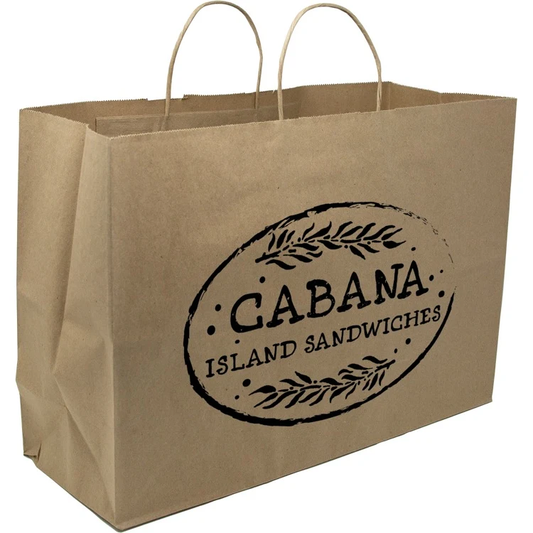 One Color 1-Sided Natural Handle Shopper Paper Bag (16" x 12" x 6") 1