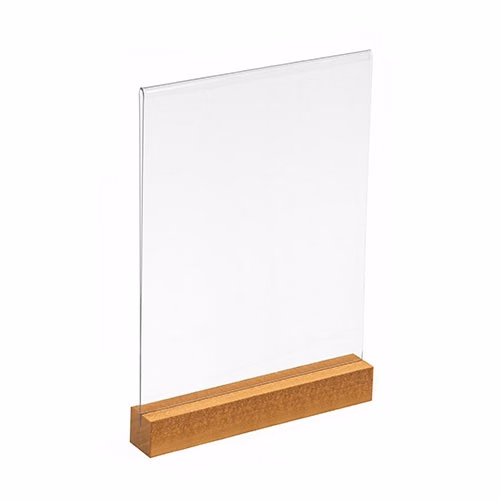 Acrylic Table Tent with Wood Base - 8.5w x 11h