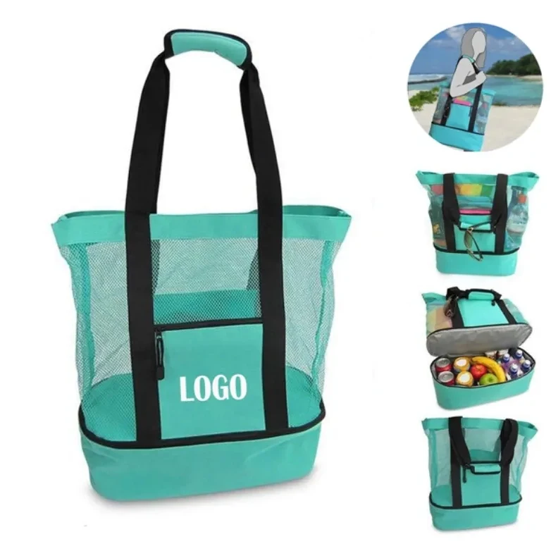 Canvas Beach Tote with Insulated Cooler, custom tote bag with logo imprint 1
