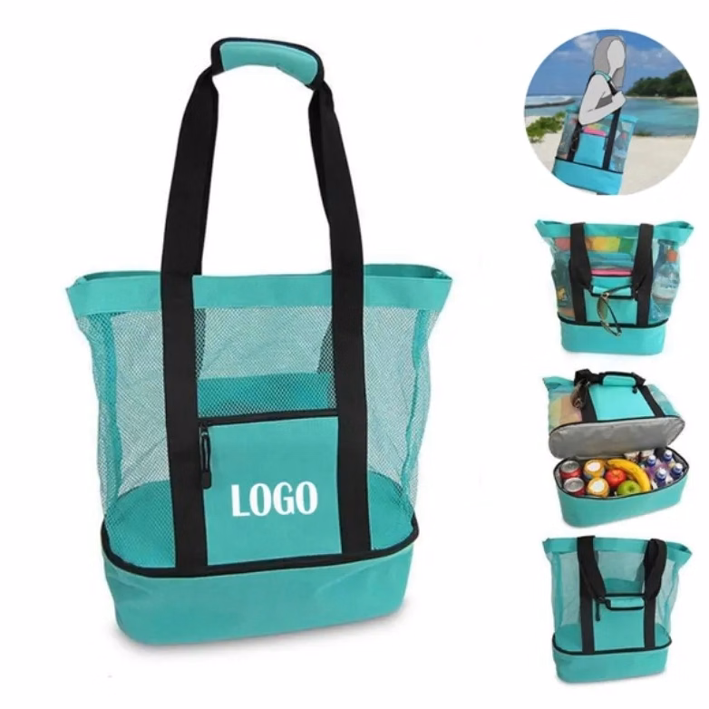 Canvas Beach Tote with Insulated Cooler