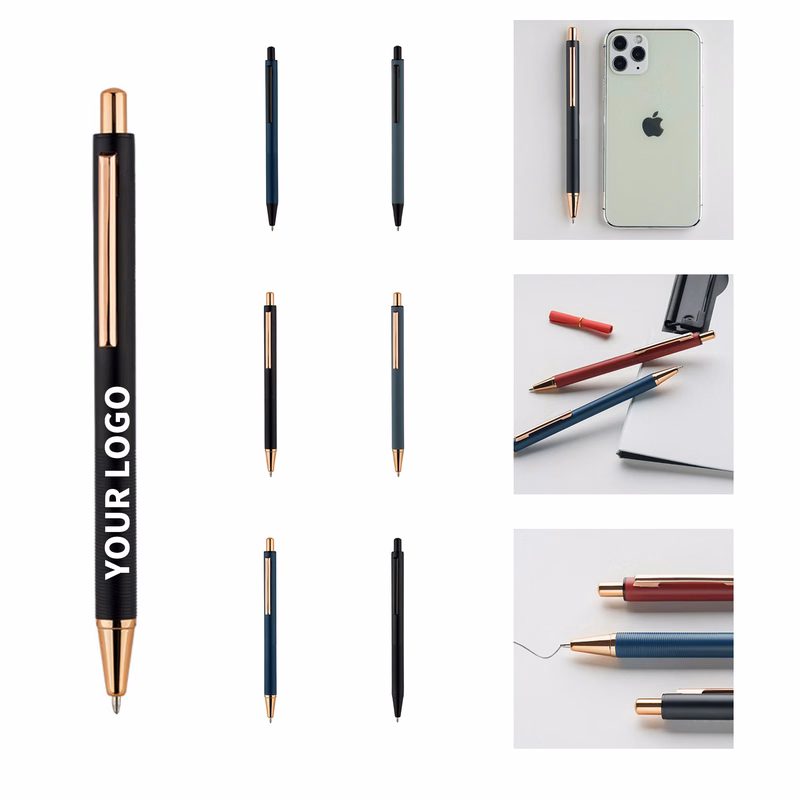 Aluminum Alloy Retractable Ballpoint With Ridged Grip