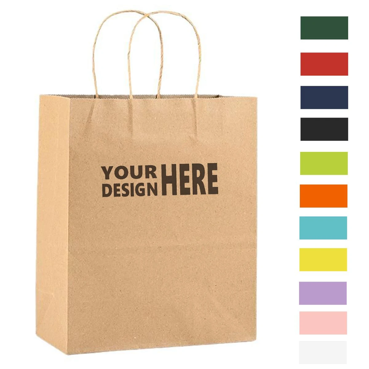 Custom Printed Kraft Paper Gift Bags With Twist Handles 1