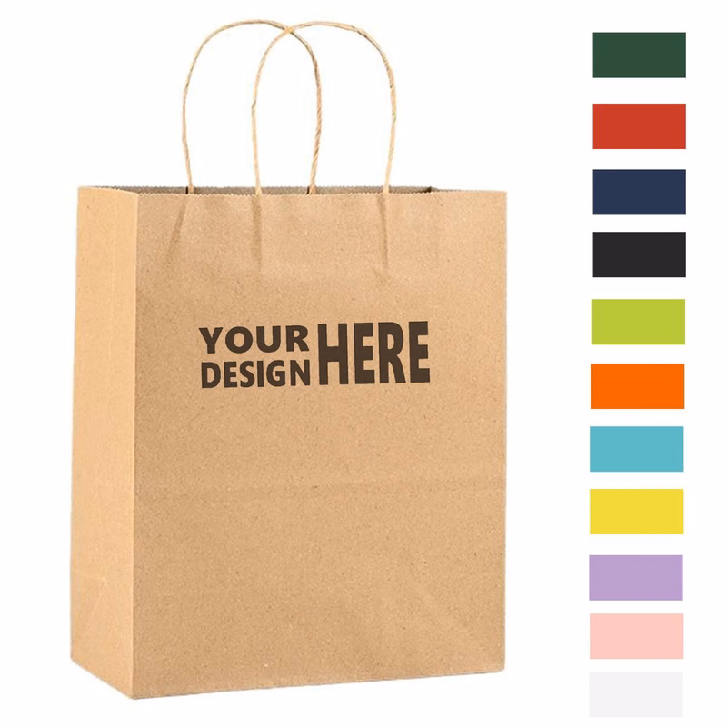 Custom Printed Kraft Paper Gift Bags With Twist Handles
