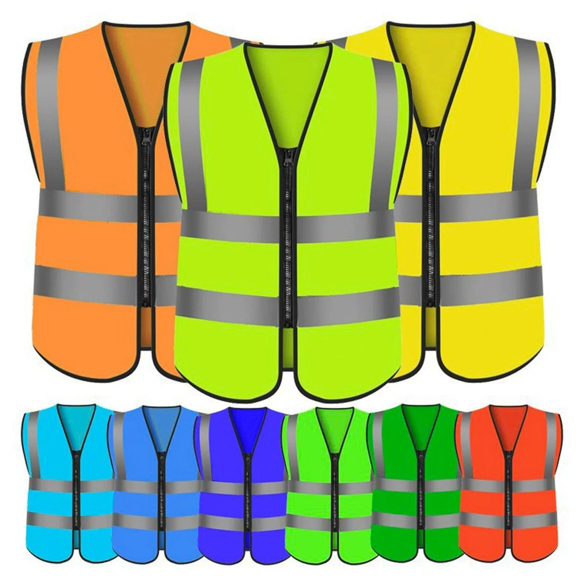 3.8oz. Knitted Class 2 Double Band Reflective Tape Safety Loop & Hook Vest 1
