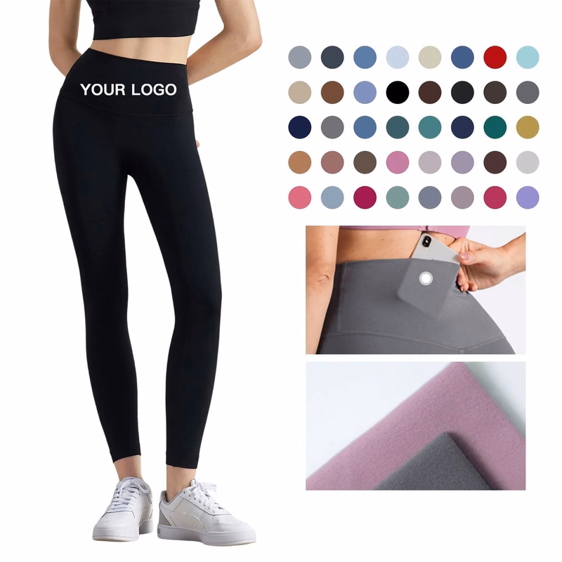 Polyester Spandex Yoga Pants with Pockets