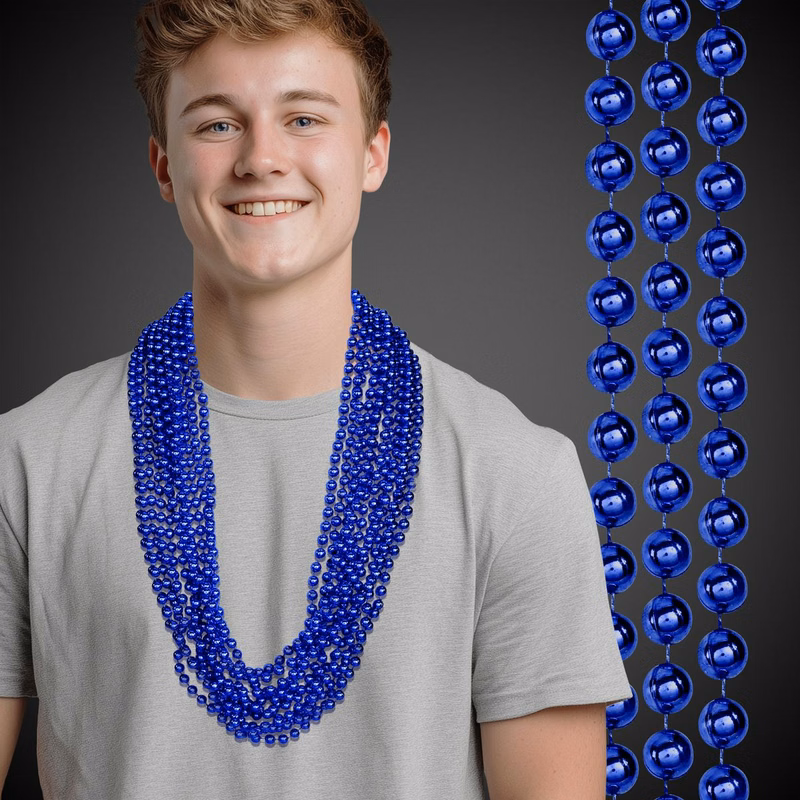 Blue Metallic Beaded Necklace