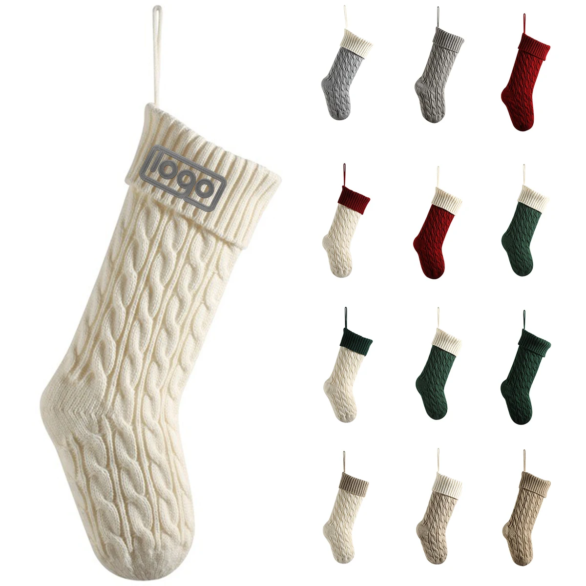 Large Knitted Hanging Christmas Stockings 1
