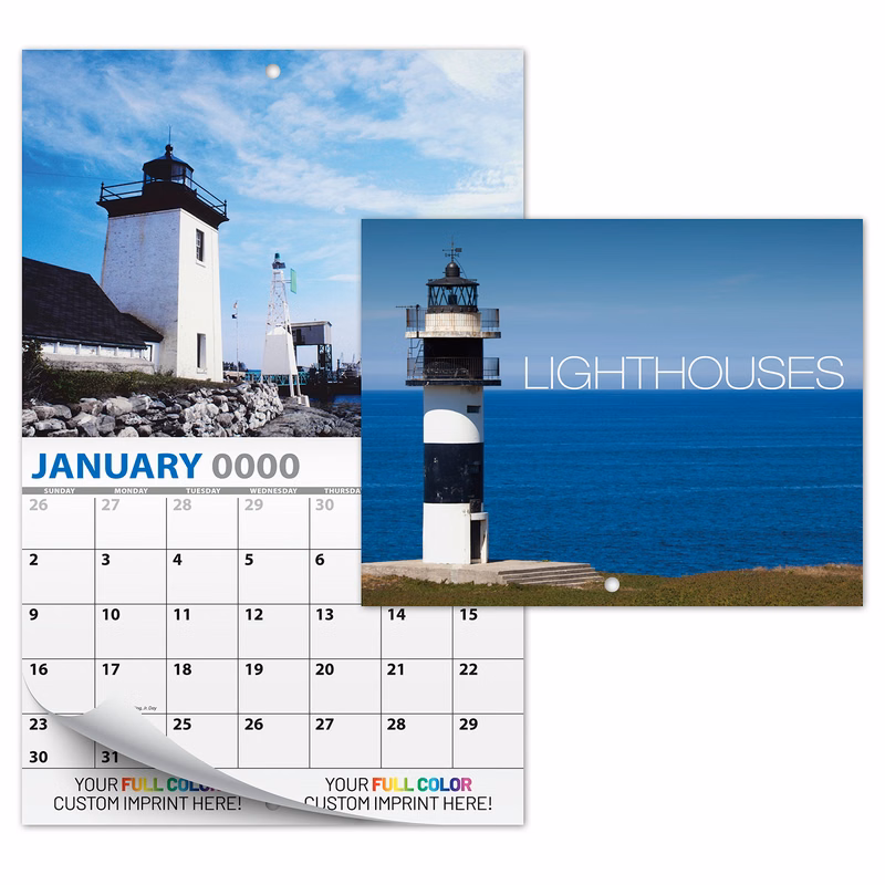 13 Month Custom Appointment Wall Calendar (High Gloss UV-Coated Cover)- LIGHTHOUSES