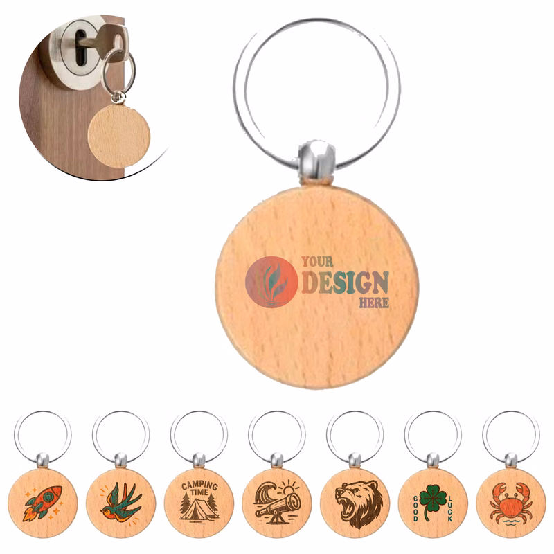 Full Color Printed Wood Key Ring