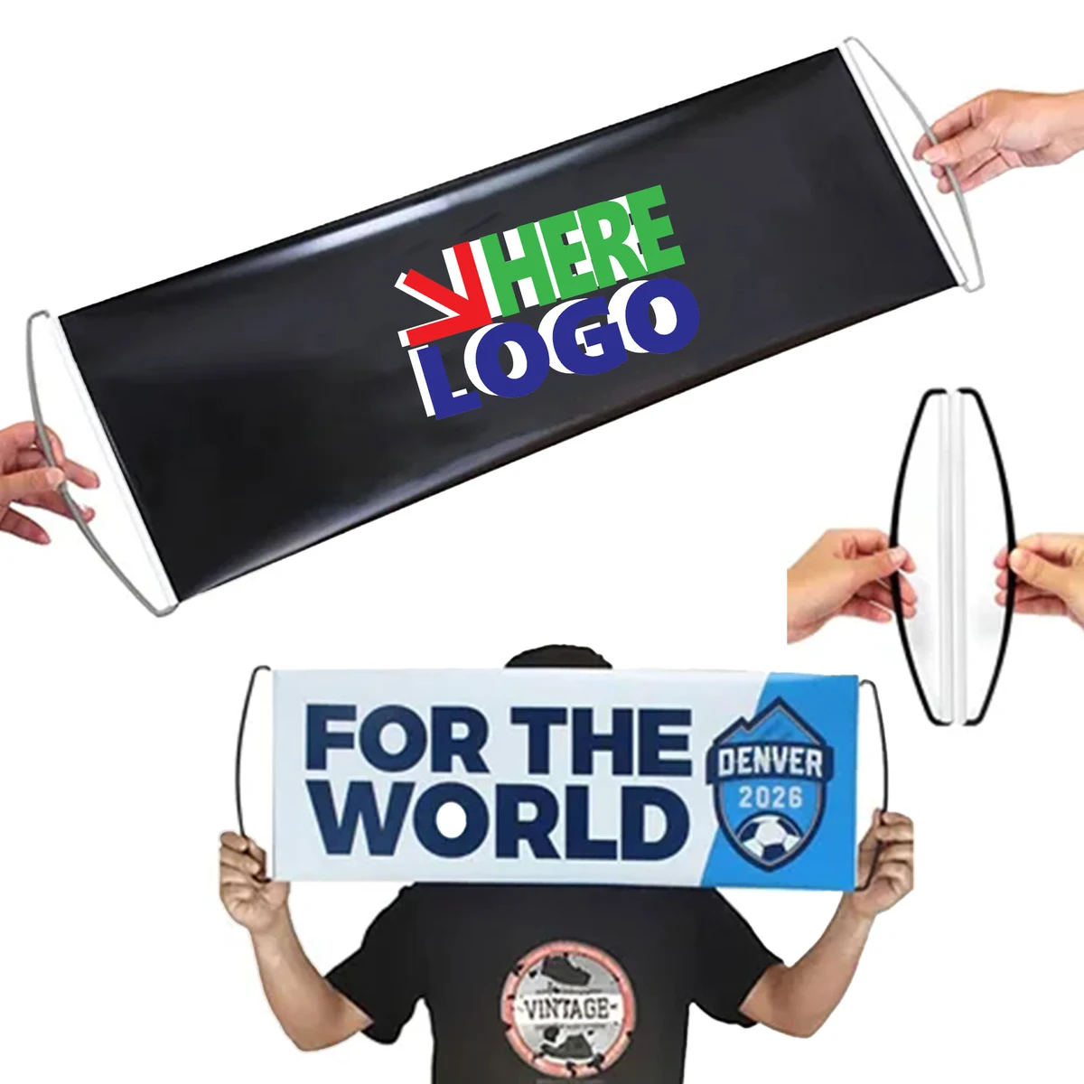MOQ 50 Rolling Banner Hand Flag PET 1