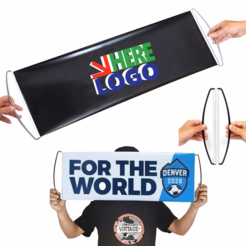MOQ 50 Rolling Banner Hand Flag PET