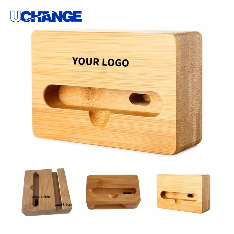Bamboo Passive Sound Amplifier Phone Stand Holder 4" x 2.4" x 1.2"