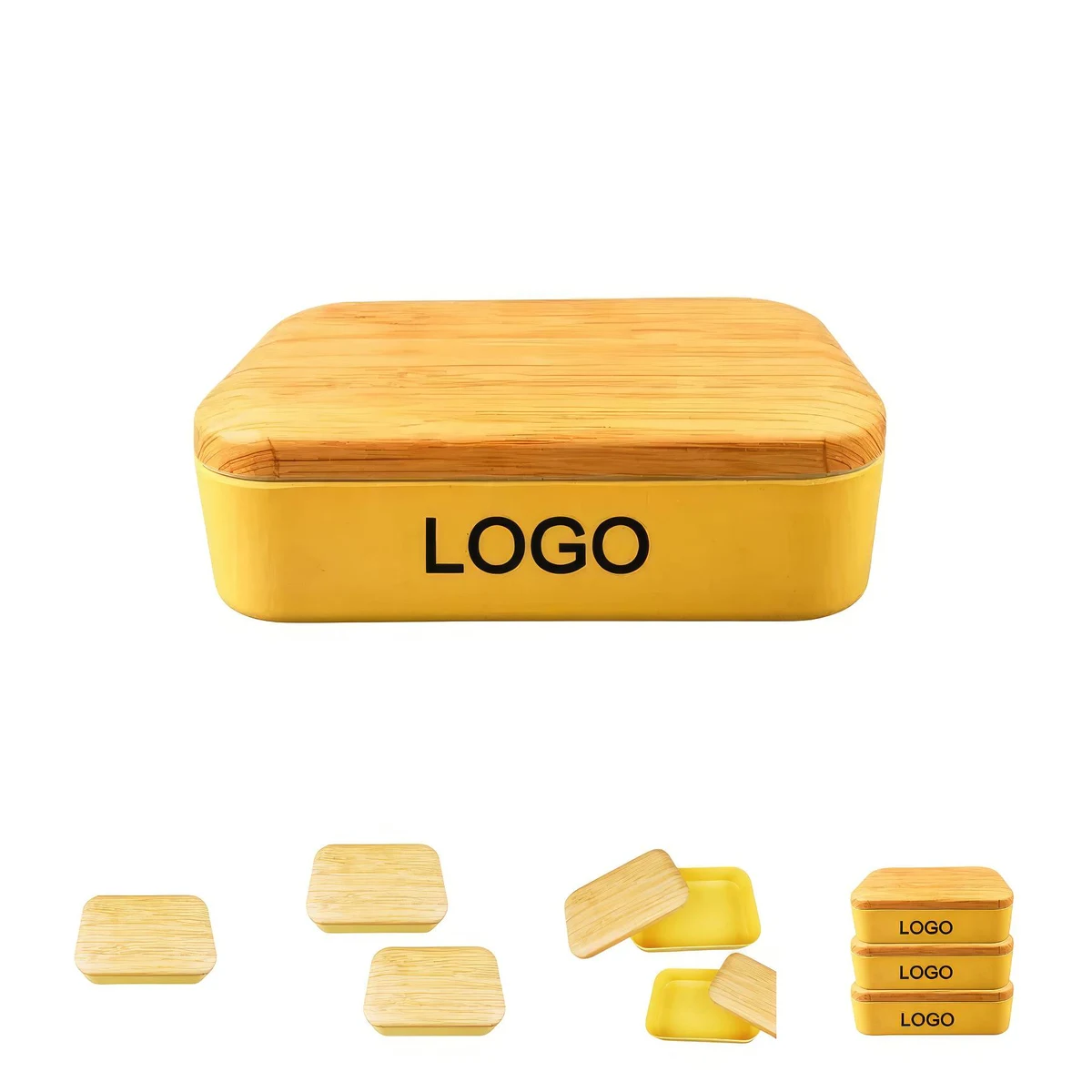 37 OZ Plastic Lunch Container with Wooden Lid 1