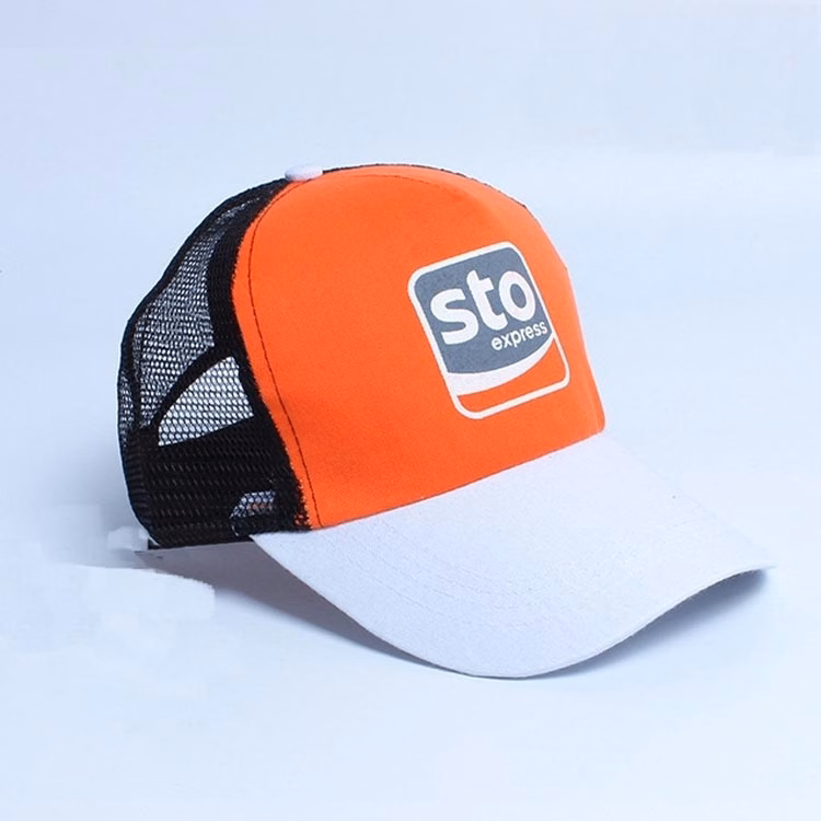 100% Cotton Baseball Caps With Mesh Back Two Color Logo Screen Imprinted