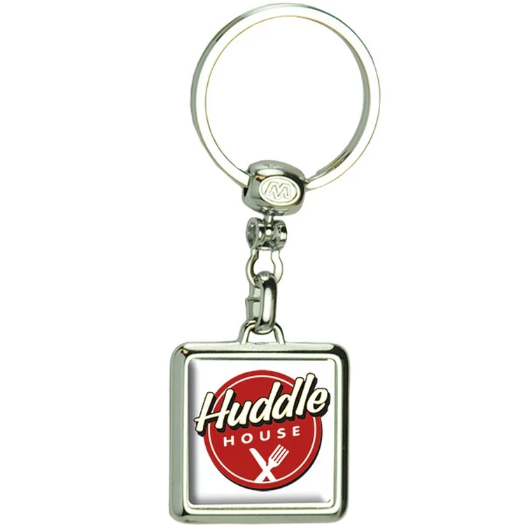 Square Die Cast Metal Domed Key Tag 1