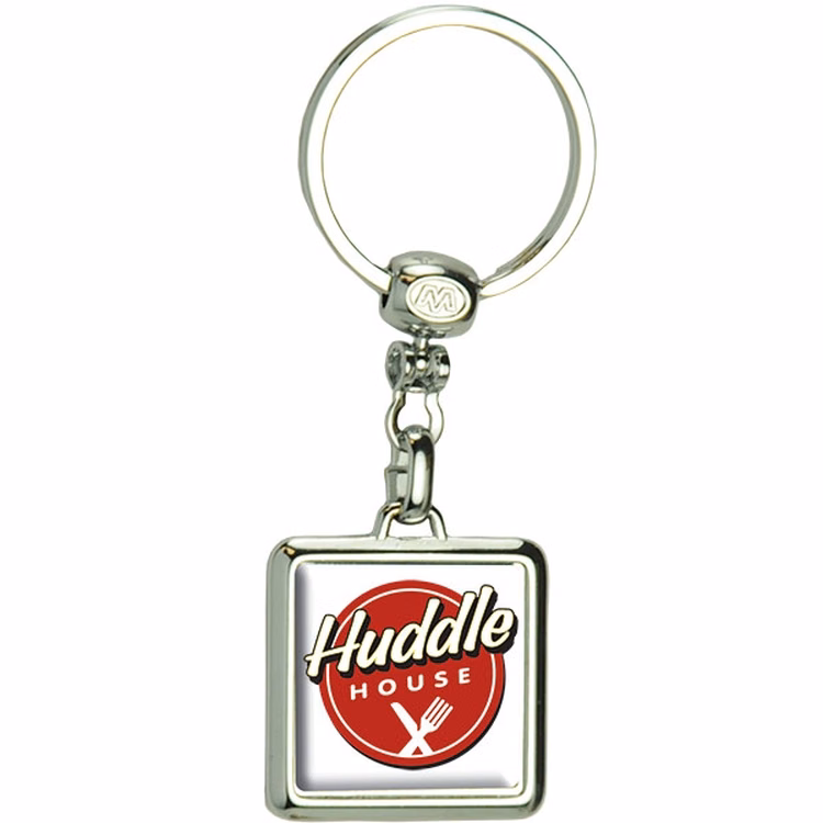 Square Die Cast Metal Domed Key Tag