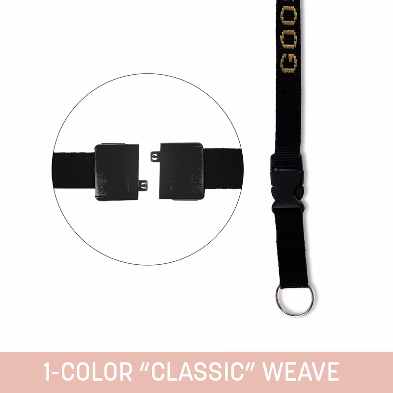 3/4" Woven Detachable Lanyard w/ Split Ring & Back Breakaway - "Classic" Weave