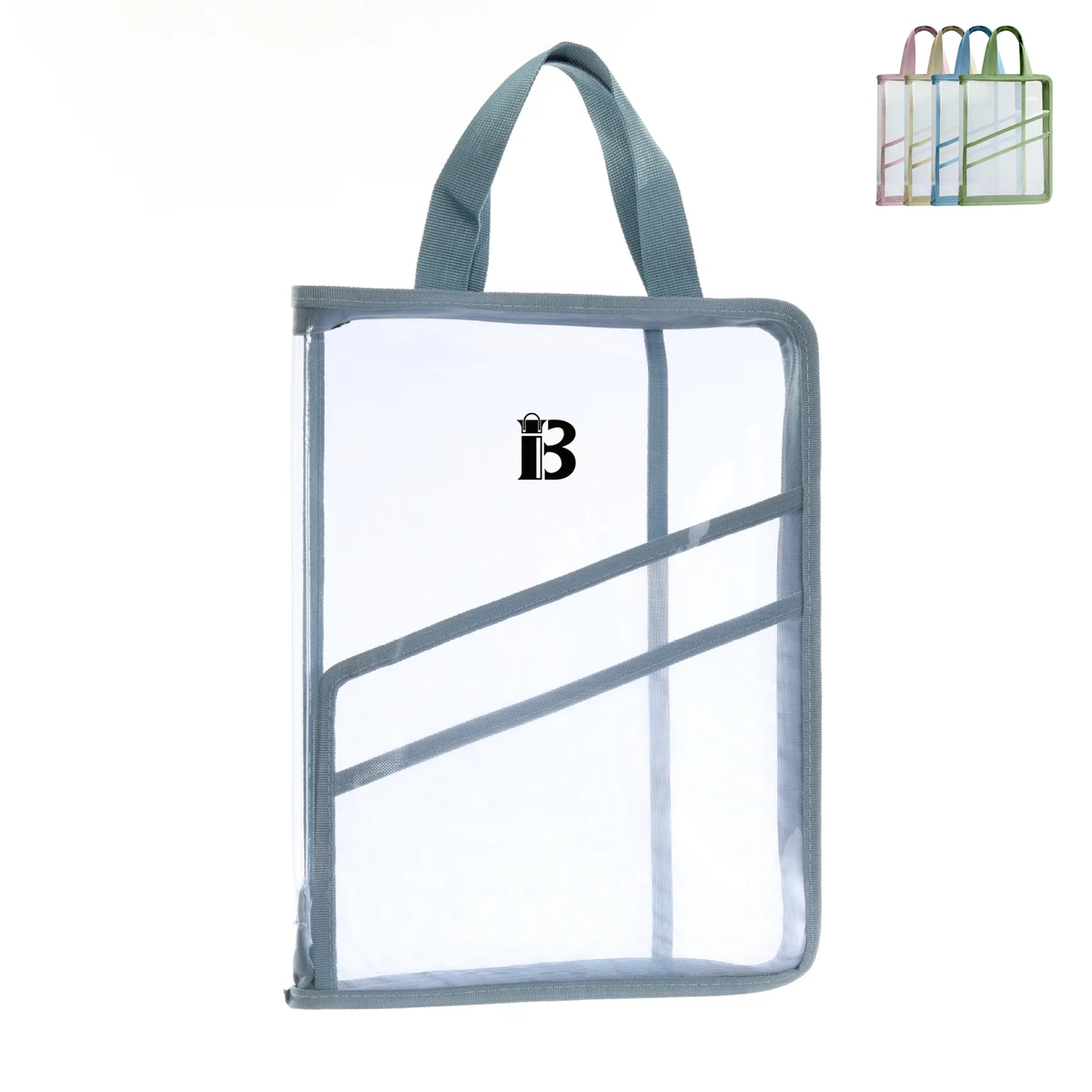 A4 PVC Clear Zipper Book Pouches File Bag with Handle 1