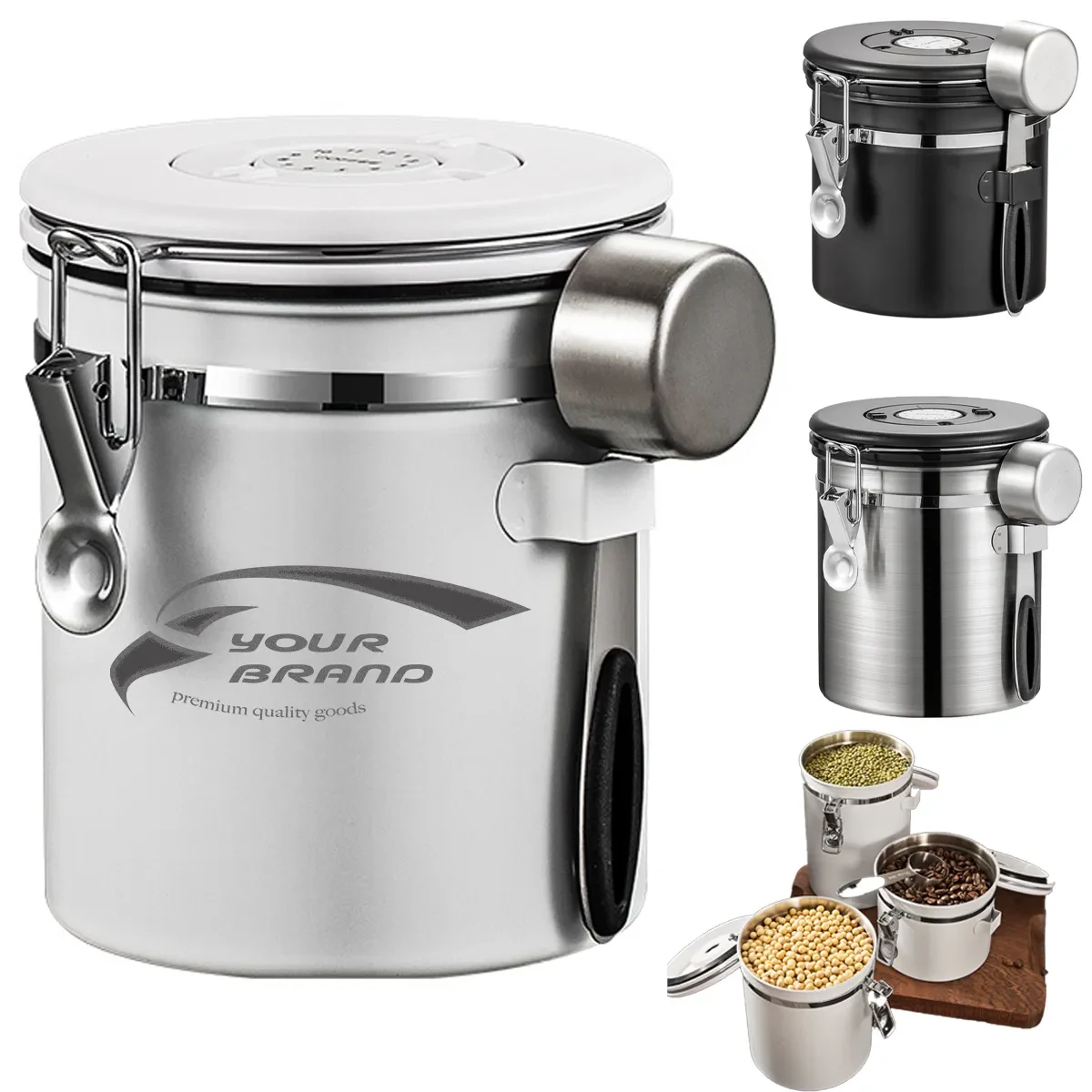 Coffee Bean Canister Kitchen Food Airtight storage container 1