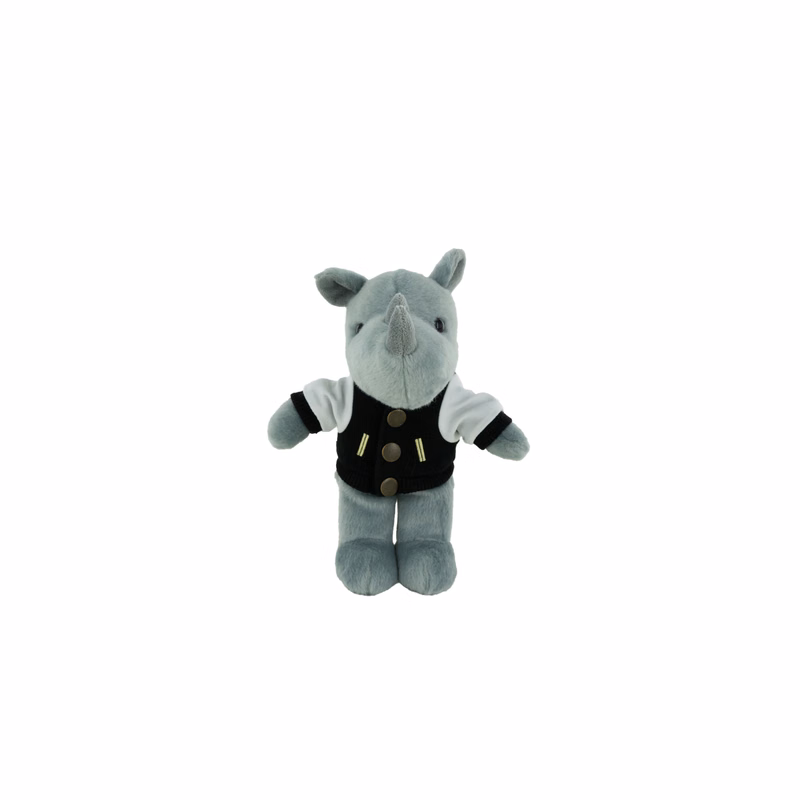 Plush Rhino with a Varsity Jacket