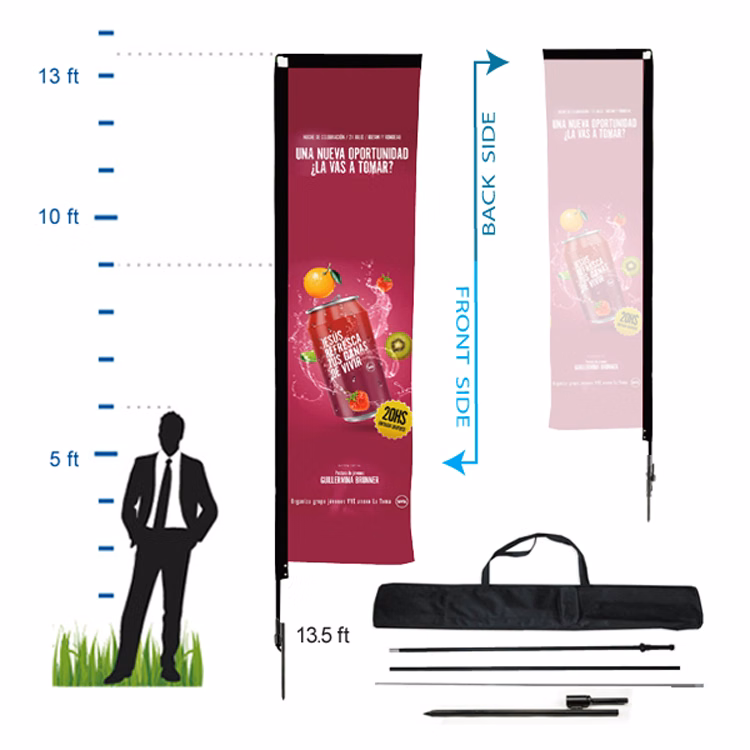 13.5 ft. Rectangle Advertising Flag Kit 3 (Single Sided)