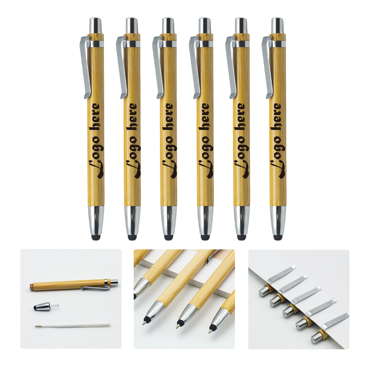 MOQ50 Bamboo Touch Screen Ballpoint Pen Customization 1