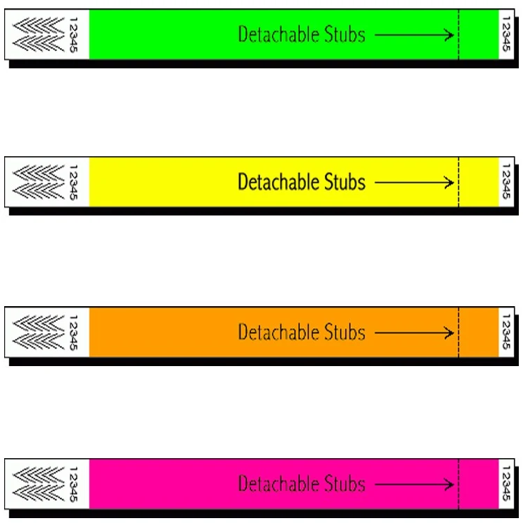 Stub 1" Tyvek Wristband - Neon - Black Light Sensitive 1