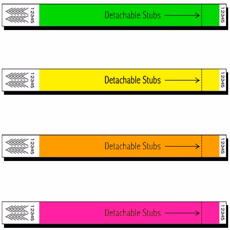 Stub 1" Tyvek Wristband - Neon - Black Light Sensitive