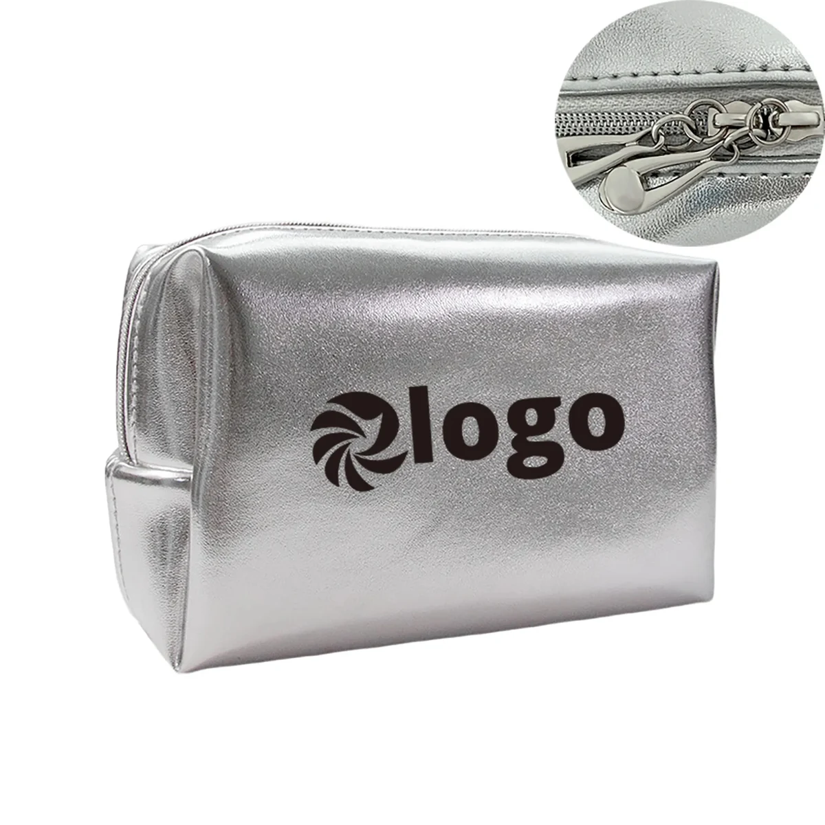 Premium Pu Leather Cosmetic Bag-Silver MOQ 50pcs 1