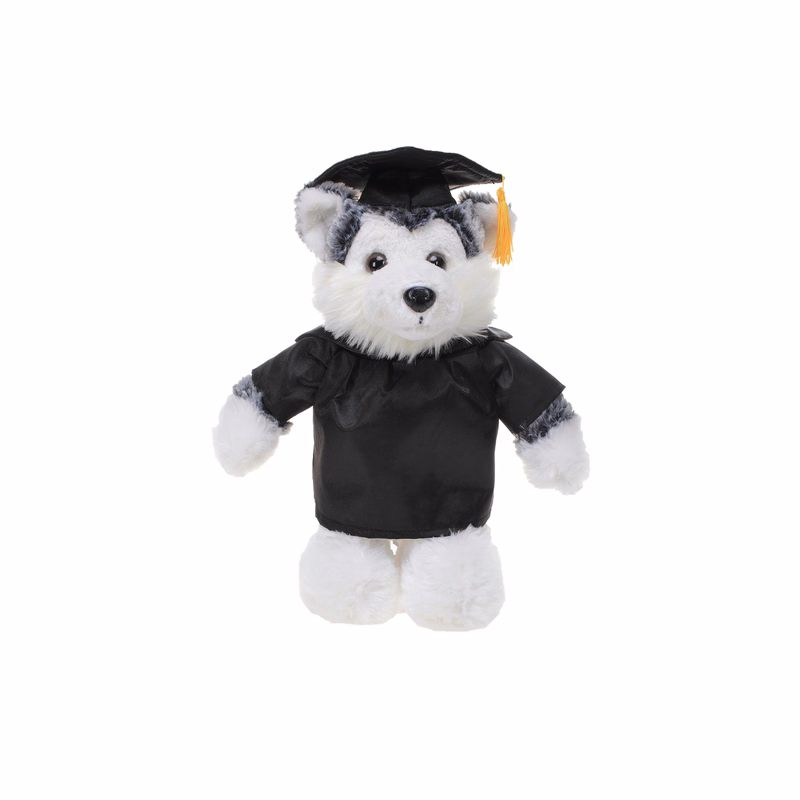 Soft Plush Husky in Graduation Cap & Gown Stuffed Animal