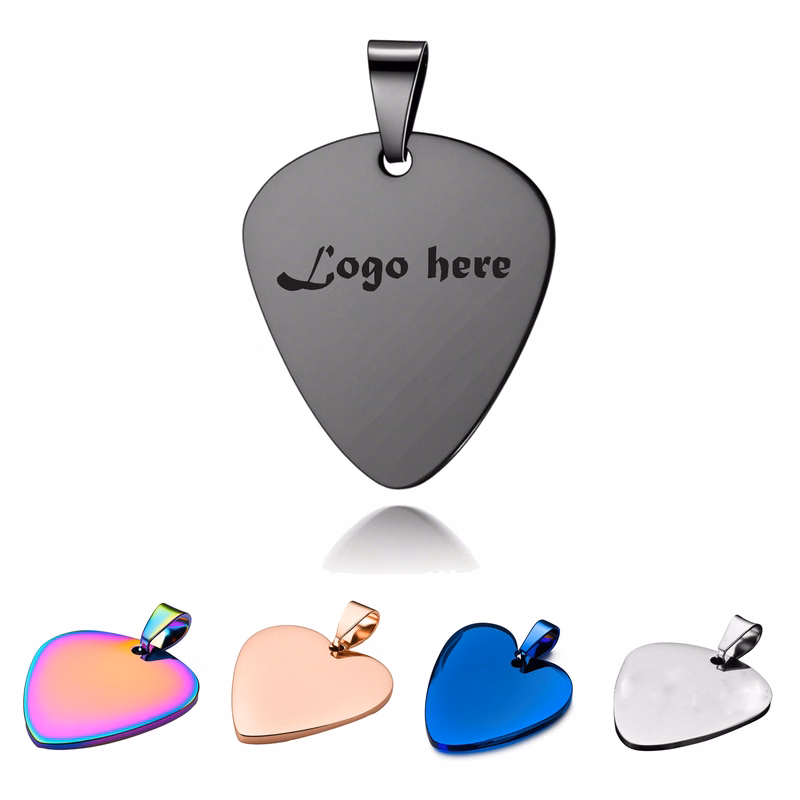 1.6mm Stainless Steel Guitar Plectrum Necklace MOQ 50