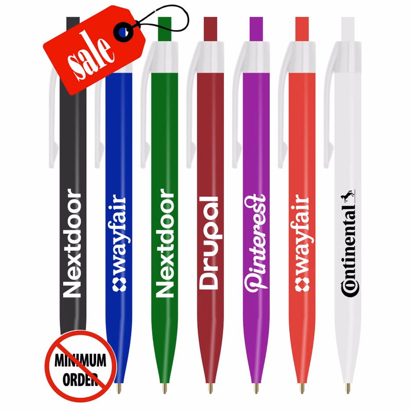 "Promotional" Click Pen - Colored Barrel White trim