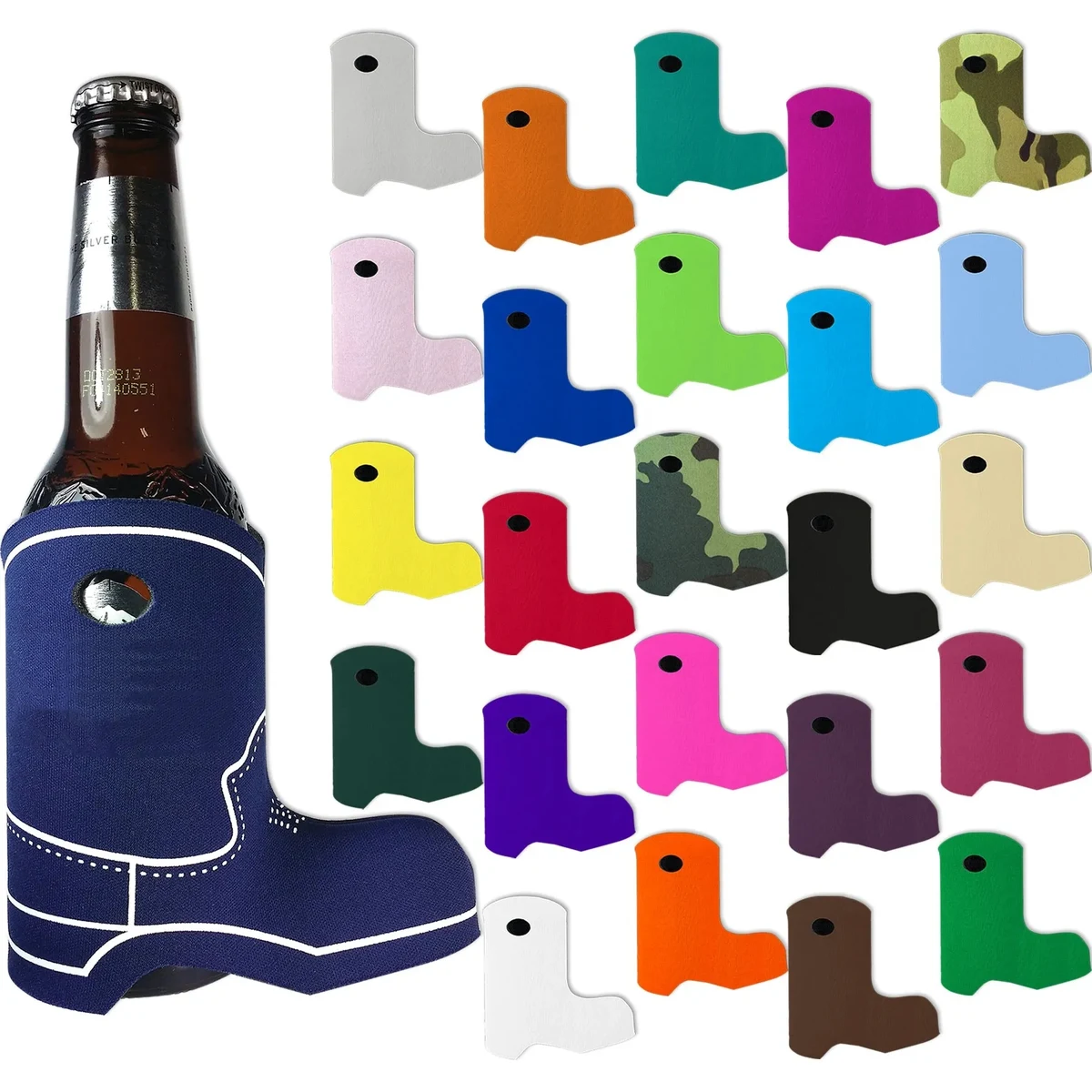 Cowboy Boot Shape Premium Foam Bottle Cooler, custom koozie with logo imprint 1